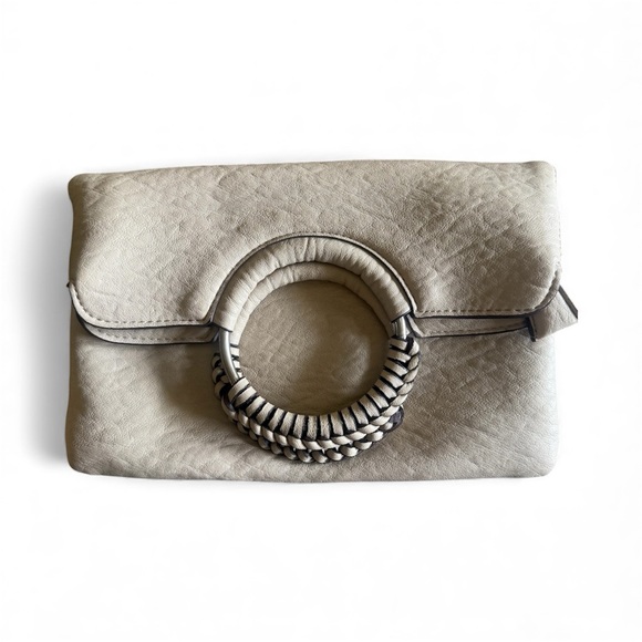 Carlos Santana Bone Foldover Clutch Bag (Missing Strap) Faux Leather - Picture 1 of 13
